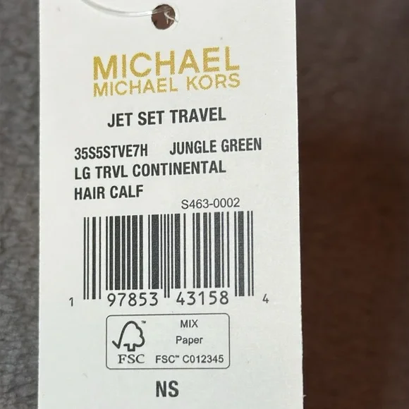 💚MICHAEL KORS💚Jungle Green Jet Set Travel Zebra Print Calf Hair Cont Wallet/NWT - Picture 9 of 9